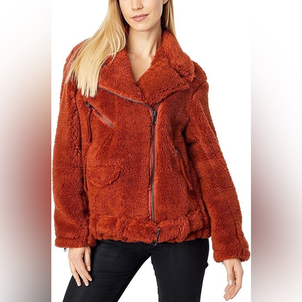 NWT Free People Women's Cozy Slouchy Sherpa Moto Jacket Size xs oversized - Picture 3 of 13